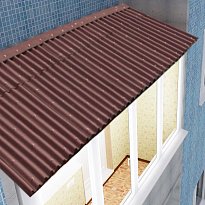 Крыша на балкон из ондулина 900x3000