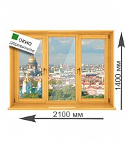 Деревянное окно из сосны трехстворчатое